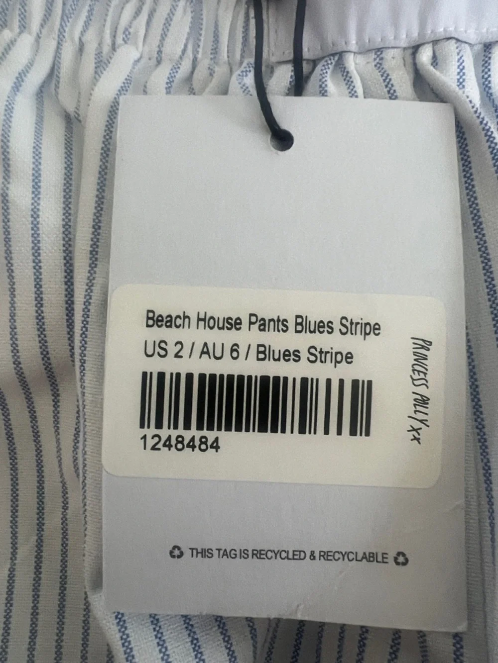 NWT- PRINCESS POLLY- BEACH HOUSE STRIPE Blue & White Pinstripe Wide Leg Pants 👖